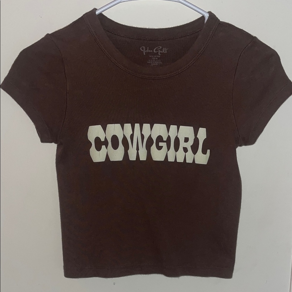 Brandy Melville — Brown 'Cowgirl' Baby-Tee